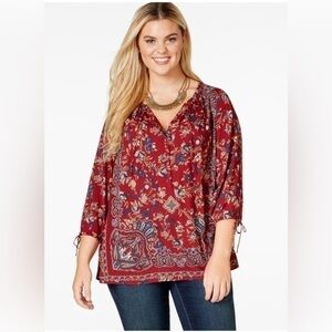 Lucky Brand Paisley Print Peasant Top
